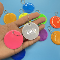 Porte-clés rond réfléchissant en PVC, breloque de sac de sécurité nocturne de 5 cm avec logo personnalisé