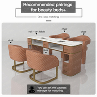 Madamcenter Table de Manucure Moderne de Luxe en Marbre pour Soins des Ongles Art Tech Spa Bureau avec Chaises pour Salon de Manucure