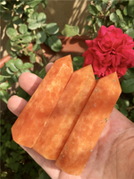 JIEJING pierre de guérison en cristal naturel, pointe de soleil, tour de Quartz, baguette Orange, ornement pour la décoration de la maison, pierre d'énergie Reiki