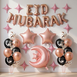 Set di Palloncini Eid Mubarak <span class=keywords><strong>Oro</strong></span> Rosa/<span class=keywords><strong>Oro</strong></span>/Argento, Palloncini in Foil a Forma di Luna e Stella, Decorazioni per Feste Ramadan Kareem - Product Image 1