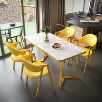 Table à manger rectangulaire de luxe simple de style nordique, combinaison de chaises modernes pour salon de thé au lait, pour petit appartement, usage domestique