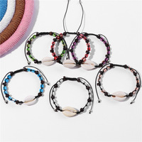 Bracelet en pierre naturelle carrée pour homme, avec breloque en coquillage de cauris et pierre empereur, tressé en macramé, ajustable, cadeau bijou