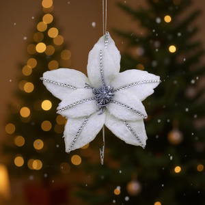 Homeera Christmas Ornament 25Cm White Polyester Beaded Handmade Tree Decoration - Product Image 2