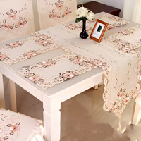 Nappe de broderie machine européenne avec motif floral ajouré pour mariage, banquet, salle à manger, commande en gros, polyester