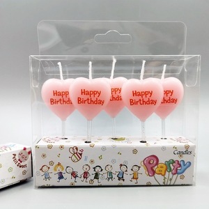 Velas de cumpleaños de parafina con forma de corazón rosa para decoración de pasteles - Product Image 4