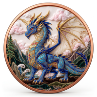 Pièce de monnaie en cuivre pur 999 de 5 oz, couleur cuivre, haute définition, version graffiti 3D UV, série animaux de dessin animé, dragon, édition de collection