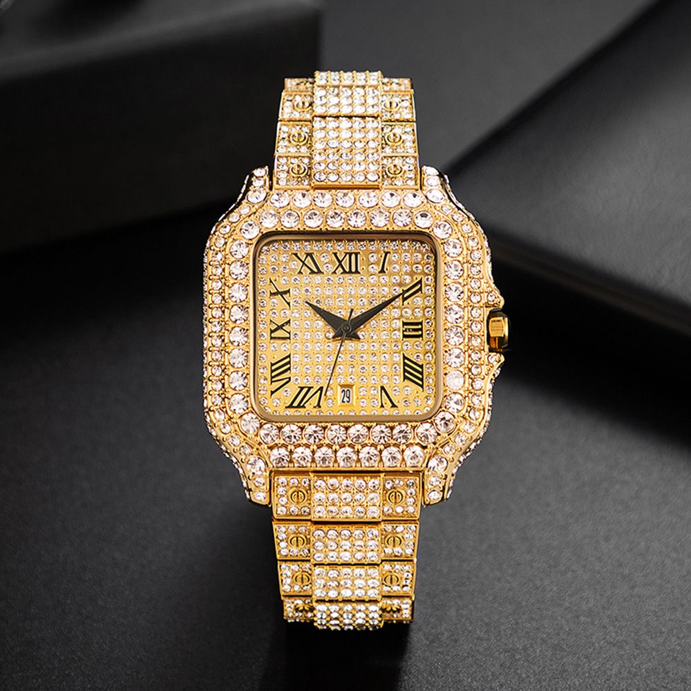 agete✨ Classic Square Face Watch Diamond DHgate.com:Luxury Iced Out Diamond Square Watch for Men, Hip