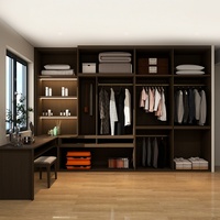 Armoire d'angle en L de style minimaliste avec bureau intégré, étagère ouverte et grande capacité de rangement pour chambre à coucher
