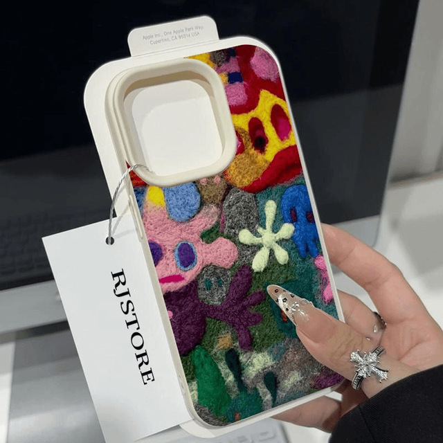 Graffiti Flowers for iPhone 17 Pro Max TPU Phone Case with 16/15 Art 13 Litchi Pattern 12 Niche 11/Xs-Durable and Stylish