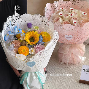 Papier d'emballage floral <span class=keywords><strong>Taimi</strong></span> en papier de soie imprimé encre et coton, motif fromage au sel de mer et dentelle creuse, 3950 cm/50 cm de diamètre, Fête des Mères - Product Image 4