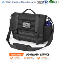 Tas Selempang Pria Custom Terinspirasi Taktis, Tas Laptop 15.6 Inch, Tas Kerja Kantor untuk Pria, Tahan Air