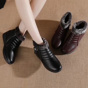 Botas de Invierno para Mujer, Punta Redonda, Tacón Plano, Forradas de Piel, Suela de Goma Antideslizante, Estilo Clásico con Decoración de Diamantes de Imitación - Product Image 2