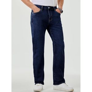 FOXA Jeans à jambe droite pour homme, coupe régulière, en denim extensible, en coton mi-lourd, pour usage décontracté - Product Image 4