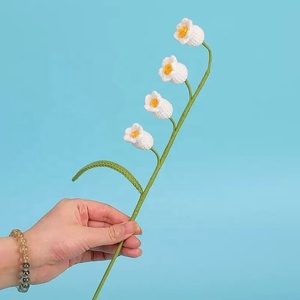 Bouquet de fleurs artificielles en coton tricoté lavable fait main, style <span class=keywords><strong>boutique</strong></span>, fleurs au crochet, lys de vallée - Product Image 6