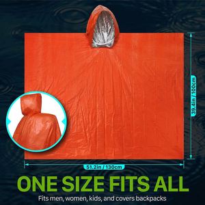 Poncho Impermeable y Transpirable de Lámina de Aluminio para Supervivencia, Chubasquero Térmico para Senderismo y Montañismo al Aire Libre - Portátil y Desechable - Product Image 4