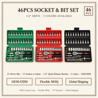 Ensemble d'outils de 46 pièces avec valise à roulettes et boîte en aluminium, quatre niveaux de combinaisons d'outils