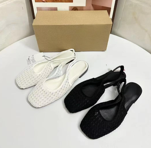 Sandalias Planas de Malla con Punta Cerrada, Estilo Coreano, para Mujer, Verano 2025, Suela de Goma, Diseño sin Talón - Product Image 4