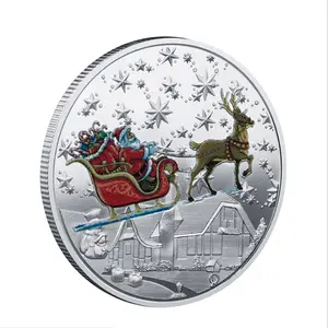 Moeda colecionável dourada do papai noel, moeda desejada do papai noel, lembrança comemorativa de feliz natal