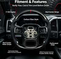 Volant sport en cuir et fibre de carbone véritable, compatible avec Raptor F150, style OE, remplacement direct, amélioration de l'intérieur.