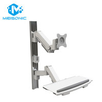 Support de moniteur réglable Meisonic WS-GA02KB-1, support VESA industriel, alliage d'aluminium blanc, 75x75mm VESA, capacité de charge de 15 kg