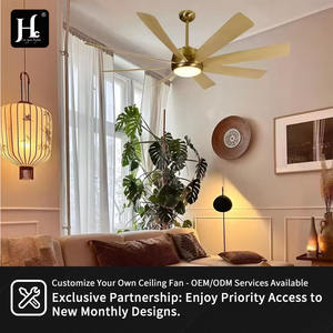 Ventilador de Techo Moderno de Diseño Elegante de 60 Pulgadas y 8 Aspas, Dorado, de ABS, con Luz LED para Sala de Estar y Dormitorio, Decoración Interior de Perfil Bajo para el Hogar - Product Image 6