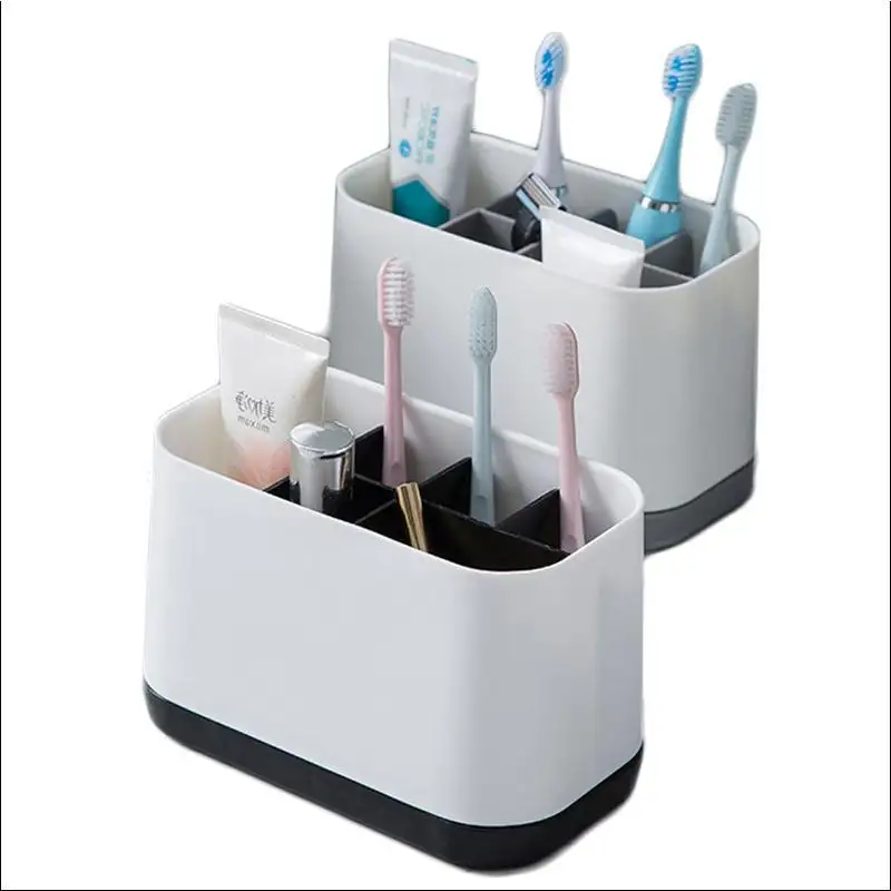 Supporto per dentifricio in plastica per bagno con Dispenser per spazzolino con 5 slot multifunzione per portaspazzolino organizza