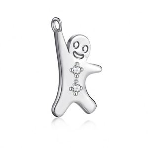 Dylam Christmas Festival Xmas Gingerbread Man S925 <b>Silver</b> Pendants with 5A Zirconia <b>Ornament</b> for DIY Necklace Bracelet Earring - Product Image 1
