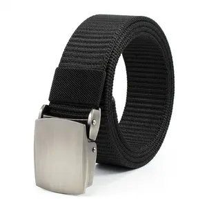 Wholesale Canvas Web Belts Solid Color Casual Belts With Metal Automatic Buckle