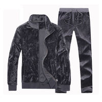 Quantité minimale de commande bas Logo personnalisé Jogging survêtement hommes deux pièces veste unisexe survêtement ensembles couleur unie hommes velours survêtement ensemble
