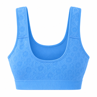 Soutien-gorge de sport sans couture en jacquard pour femme, bleu, pour l'entraînement et le yoga, avec larges bretelles, haut de fitness, vêtements de sport personnalisés OEM