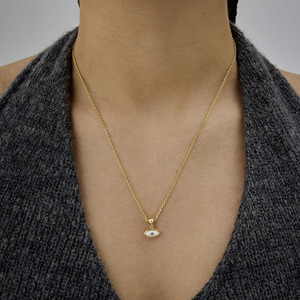 PAVOI Pendentif en imitation de zircone cubique plaqué or jaune 14 carats, chaîne en bambou, hypoallergénique, réglable, délicat, cadeau pour femme - Product Image 4