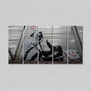 Lienzo Impreso Banksy Paz vs Amor: Decoración Abstracta de Arte Callejero, JUEGO DE 5 LIENZOS - Product Image 2