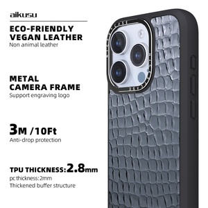 Étuis de téléphone en cuir PU anti-impact 3M effet peau de crocodile pour iPhone 15 Pro, étui de téléphone en TPU pour iPhone 16 15 14 13 Pro Max - Product Image 4