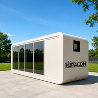 Maison-capsule Apple en structure acier, moderne, préfabriquée et mobile, pour glamping, cabane, complexe hôtelier, camping et location.