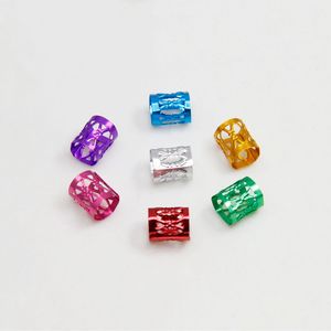 Anneaux tressés électroplaqués pour dreadlocks, accessoires de coiffure DIY, anneaux métalliques creux colorés, motif diamant en maille - Product Image 1