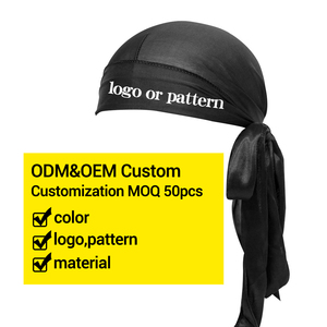 <span class=keywords><strong>Bandana</strong></span> soyeux personnalisé couleur unie Satin Durags vagues avec longue queue musulman écharpe casquette <span class=keywords><strong>Pirate</strong></span> chapeau pour hommes soie - Product Image 4