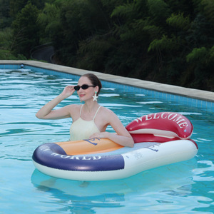 PVC Inflatable Floating <b>Lounger</b> Swim Ring Adult <b>Pool</b> <b>Float</b> Lounge Chair With Anchor Print Design - Product Image 4