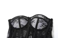 2026 Gran Venta Nuevo Top Sujetador Bustier para Mujer con Diseño de Encaje Jacquard, Transpirable, de Secado Rápido, Control Medio y Diseño de Vendaje, Estilo Slim Urbano