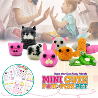 Kit artisanal en feutre préféré des enfants, Mini pompon mignon pour animaux de compagnie, Kit d'animaux en fil fait à la main pour garçons et filles
