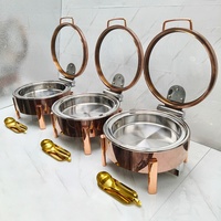 Ensemble de réchauds de luxe 6L en acier inoxydable or rose et verre, pour traiteur de mariage et buffet, modèle Redondo saoudien