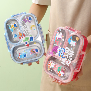 Lonchera Bento para Niños, Aislada, Hermética, de Metal, Apta para Almacenar Frutas, Almuerzo, Frutos Secos - Product Image 4