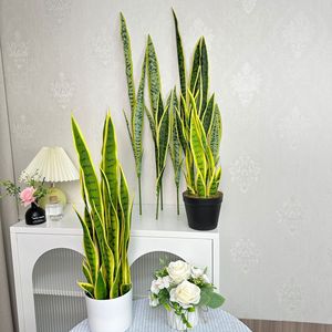 Plante artificielle Serpent d'Inde en pot 70cm à bords jaunes Décoration intérieure Salon Plante verte de bureau - Product Image 1