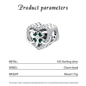 จี้รูปหัวใจโปร่งลายใบโคลเวอร์สี่แฉกนำโชค เงินแท้ S925 ประดับด้วยเคลือบสีเขียวและเพชร CZ เหมาะสำหรับใส่กับสร้อยข้อมือแบบ Snake Chain ของขวัญสำหรับผู้หญิง - Product Image 5