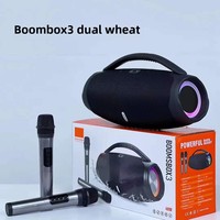BOOMSBOX3 Tragbarer Outdoor-Lautsprecher mit Handgriff, Kabelloser Lautsprecher mit Doppelmikrofon, Starker Bass-Subwoofer für Zuhause und Camping, Intelligentes Audio