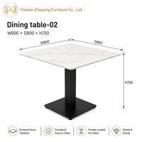 Table à manger en pierre frittée sur mesure, base en contreplaqué, cadre en fer noir avec revêtement en poudre, table rectangulaire pour restaurant, hôtel, café