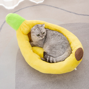 Cartoon Banana Pet <b>Bed</b> Cotton Plush <b>Nest</b> Removable Washable Dog Cat Sleeping <b>Bed</b> All Seasons Indoor Outdoor - Product Image 1