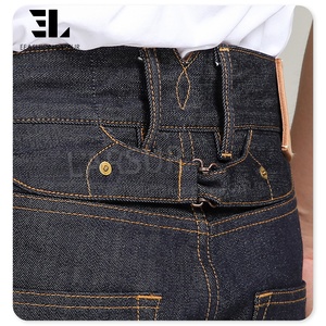 LARSUR Custom Denim Fabricant Bukleback Work Brut Selvedge Denim Jeans Hommes Paris <span class=keywords><strong>Boucle</strong></span> Droite Slim Red Selvedge Denim Pants - Product Image 2