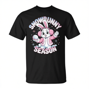 T-shirt Snowbunny Season con design grafico invernale, taglia unisex per adulti - Product Image 2
