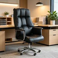 Chaise de bureau ergonomique moderne à dossier haut, pivotante, chaise de bureau de luxe en cuir pour PDG, dirigeant