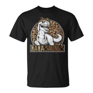 T-shirt Dinosaure Nanasaurus pour Adulte Unisexe, Col Rond, Manches Courtes, Impression Sérigraphique, Idéal pour Réunions de Famille et Tenues de Fête - Product Image 1